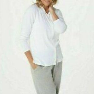 AnyBody Cozy Knit Collared Rib Long Sleeve top Medium